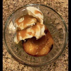 Grilled Nectarine with Honey Butter Vanilla Sauce and Ice Cream